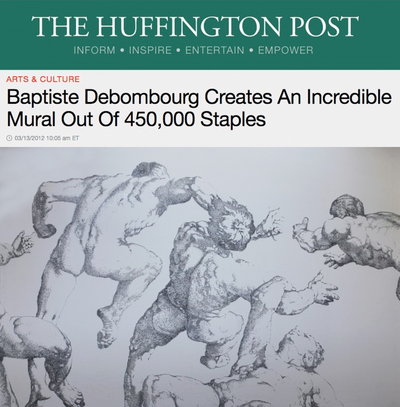 Published the 13 March 2012, « Baptiste Debombourg Creates An Incredible Mural Out Of 450,000 Staples » by Andrew Reilly, US Edition